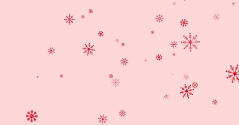 Displaying pattern of red snowflake shapes scattering across pale pink field, Stockfoto's