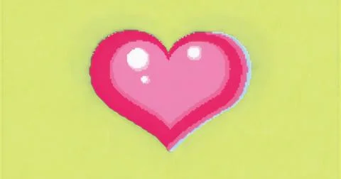 Displaying pixel art heart featuring multi-layered shading and highlights on Stock Illustration