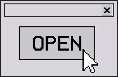 Displaying pixel-art window on transparent background: title bar close icon, Stock Illustration