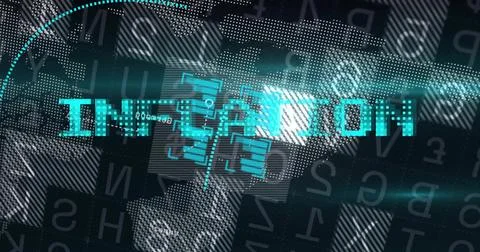 Displaying pixelated teal title centered in cyber graphic, showing glitch, Stock Illustration
