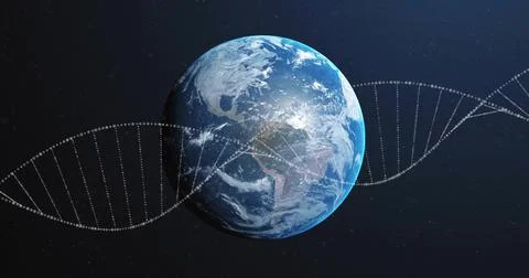 Displaying planet Earth glowing and revealing cloud bands in outer space, with Illustrazione stock