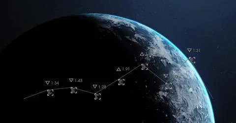 Displaying planetary disk with clouds, lit limb and terminator in space, showing 스톡 일러스트