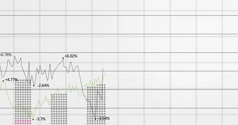 Displaying plotted data on chart, showing black and green lines, dotted columns, Stock Photos