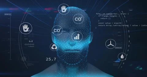 Displaying point-cloud bust projecting HUD overlays in virtual dashboard, 스톡 일러스트