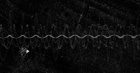 Displaying primary white waveform across center on signal display with grainy Stock Illustration