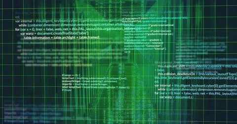 Displaying programming code overlay floating across digital grid interface, with 스톡 일러스트
