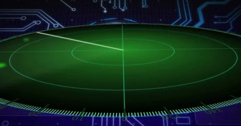 Displaying radar display scanning on control interface, with green grid and Stock Illustration