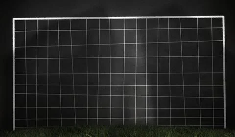 Displaying rectangular grid board standing on grass with white border in flat Stock Photos