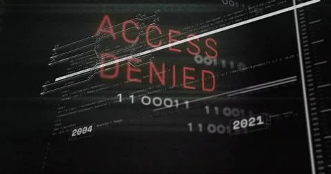 Displaying red ACCESS DENIED text on digital dashboard, showing binary digits, Stock Photos
