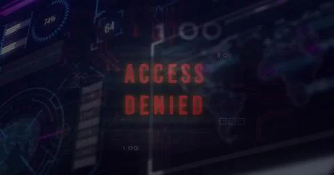 Displaying red ACCESS DENIED warning text on dark control display, with radial Stock Illustration