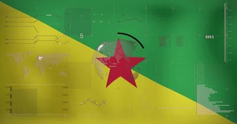 Displaying red five-pointed star centered on infographic canvas, overlapping  스톡 일러스트