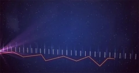 Displaying red jagged graph crossing translucent bars on panel, with magenta 스톡 일러스트
