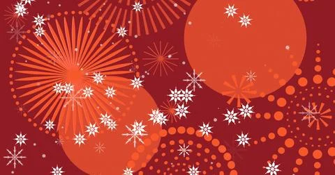 Displaying red pattern as festive backdrop with orange circles bursts dotted Stock Illustration