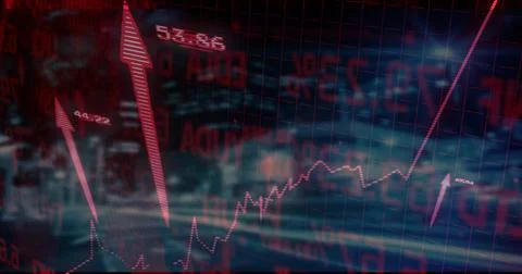 Displaying rising dotted stock chart with upward arrows and numeric callouts on Stock Illustration