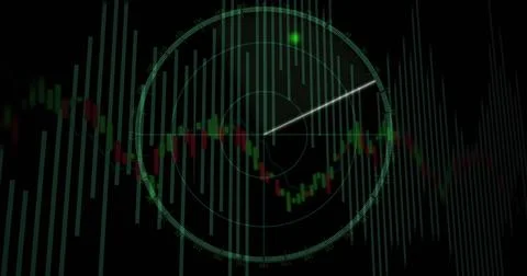 Displaying rotating scanning beam on radar display in dashboard, with Stock Illustration