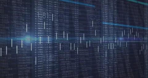 Displaying scrolling redacted code columns with translucent overlays and bright Stock Footage 309107814