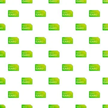 Displaying a seamless pattern of green sim cards Stock Illustration