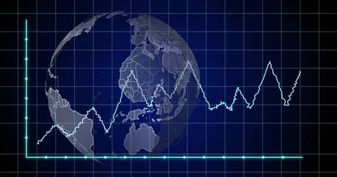 Displaying semi-transparent 3D globe in virtual dashboard, with neon grid lines Stock Illustration
