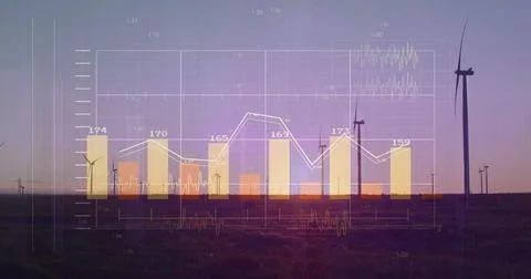 Displaying semi-transparent bar chart with overlaid line graph and numeric data Foto stock