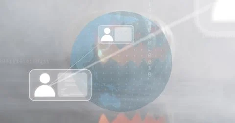 Displaying semi-transparent globe in dashboard, linking two translucent panel Stock Illustration