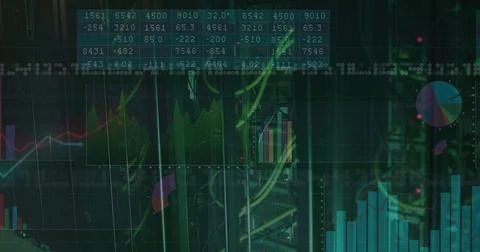 Displaying server rack with network switches, multicolored cables in data Stock Photos