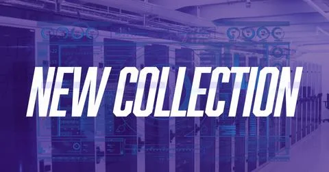 Displaying server racks in data center with cable trays, digital overlays Stock Photos