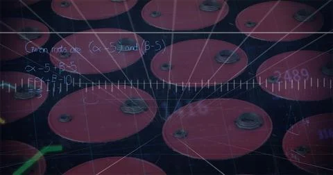 Displaying single red circular disc rotating within virtual lab, with ruler Stock Illustration