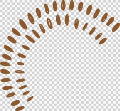 Displaying stylized abstract pattern of brown ovals forming sunburst arc on Stock Illustration