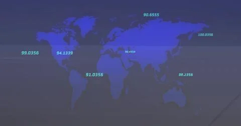 Displaying stylized digital world map filling interface screen, with teal 스톡 일러스트