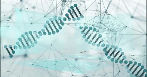 Displaying stylized DNA double helix occupying data space, with polygonal mesh Stock Illustration