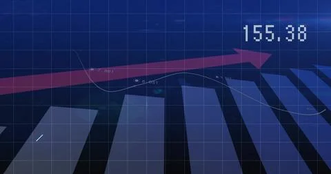 Displaying stylized financial chart on digital dashboard, showing blue bars, Stock Illustration