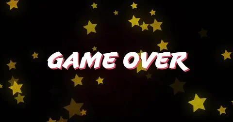 Displaying stylized 'GAME OVER' text with red drop shadow on black game Ilustração Stock