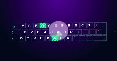 Displaying stylized keyboard on dark purple gradient, featuring green-striped 스톡 일러스트