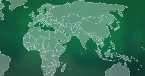 Displaying stylized map showing Africa, Europe, Asia centered, with white Stock Illustration