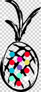 Displaying stylized pineapple shape with black strokes and vibrant dots on Stock Illustration