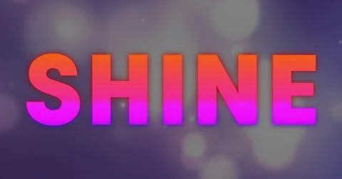 Displaying stylized SHINE text glowing with gradient effect on violet design, Stock Photos