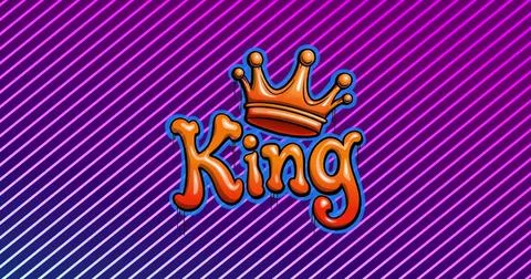 Displaying stylized text King crowned golden crown over gradient vector art, Stock Illustration