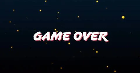 Displaying stylized white 'GAME OVER' text on dark gradient backdrop, with Foto stock