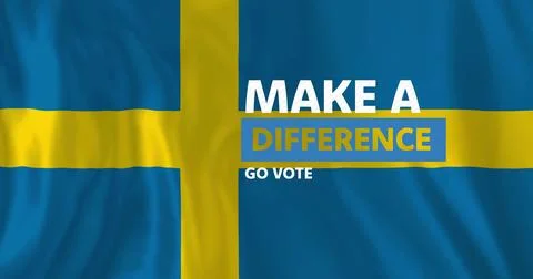 Displaying Swedish flag graphic featuring bold DIFFERENCE and GO VOTE text on Stock Illustration