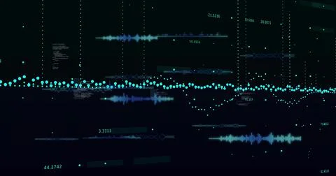 Displaying teal dotted data line forming waveform on dashboard, showing markers, Ilustración de archivo
