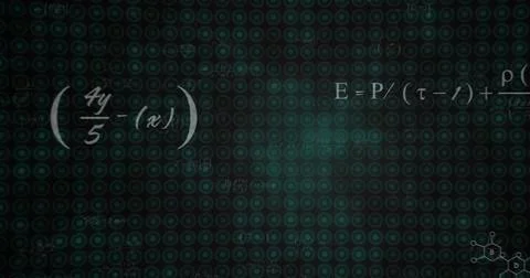 Displaying teal grid centered, showing white fraction left, E=P or  equation  스톡 일러스트