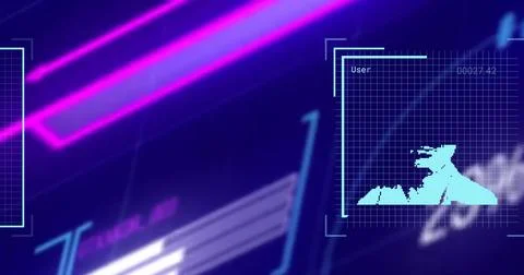 Displaying teal grid panel projecting numeric readout and silhouette on control 스톡 사진