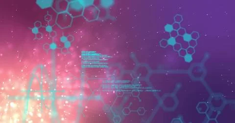 Displaying teal hexagon network overlay in digital visualization with cyan code 스톡 일러스트