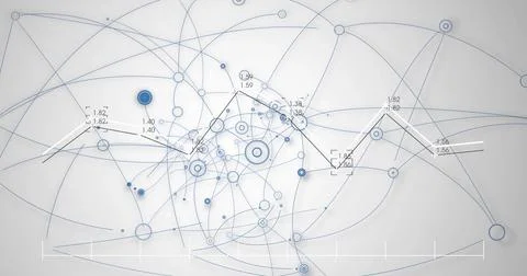 Displaying technical schematic on light gray canvas, showing concentric nodes Stock Illustration