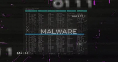 Displaying terminal on dark cyber interface showing table data with blue Stock Illustration