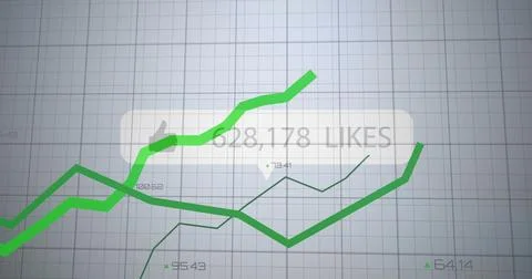 Displaying thick bright green line graph trending upward on digital dashboard, Illustrazione stock
