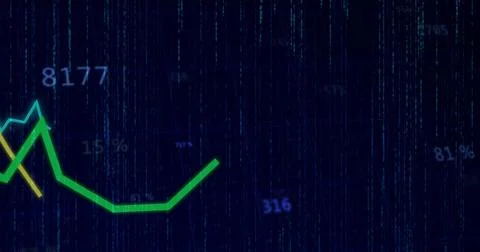 Displaying thick green polyline rising on screen, showing cyan,yellow lines, Stock Illustration