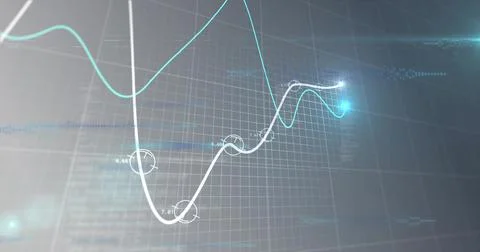 Displaying thick white trend line marking rings on virtual 3D plotting surface Fotos de archivo