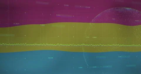 Displaying three data bands in abstract plot, with central dotted line, labels Stock Illustration