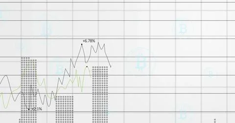 Displaying three dotted bars showing black, olive lines on digital chart with +6 Stock Photos